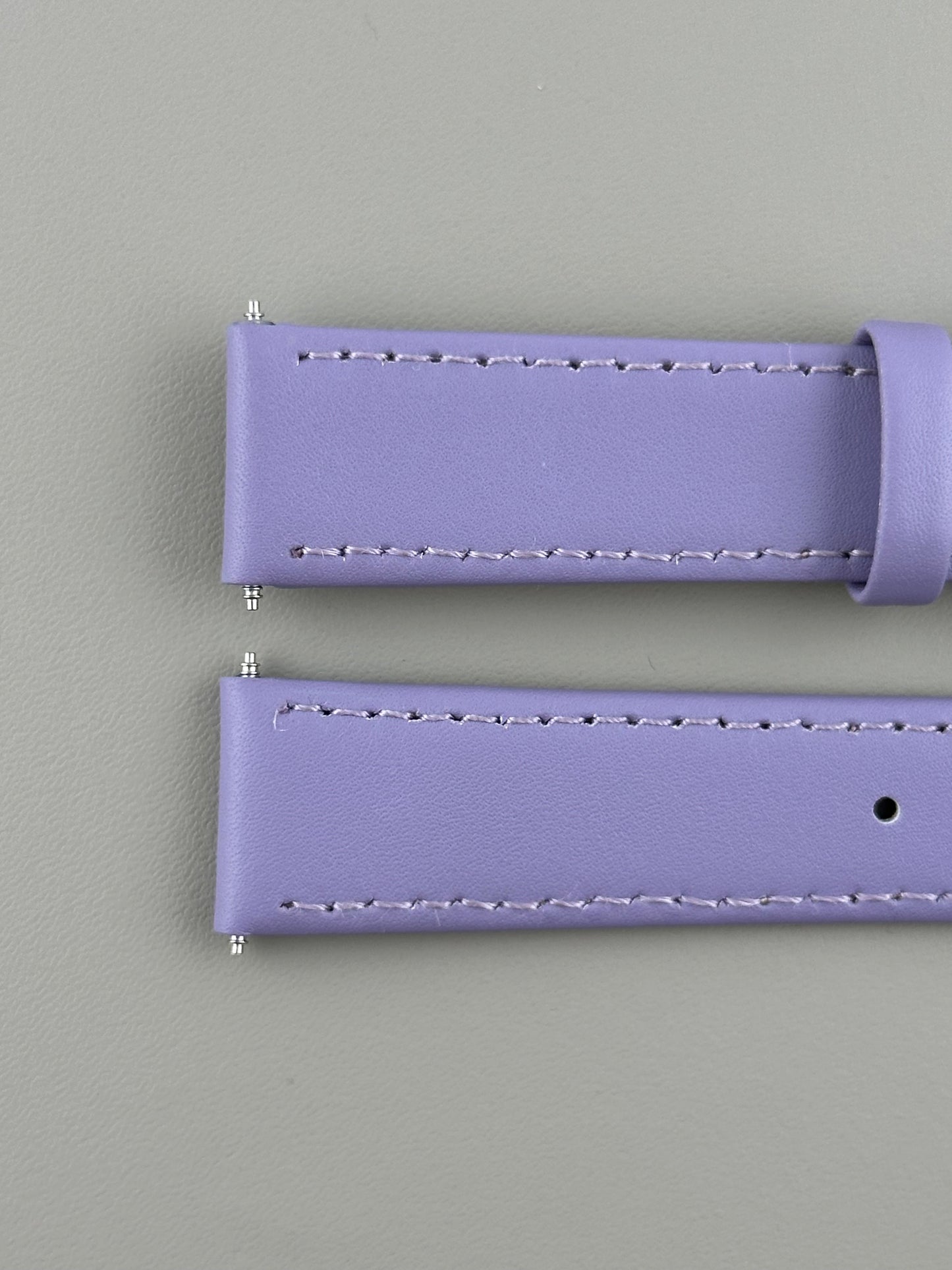 18mm Lilac Leather Watch Strap - Smooth Classic Stitched Semi Shine