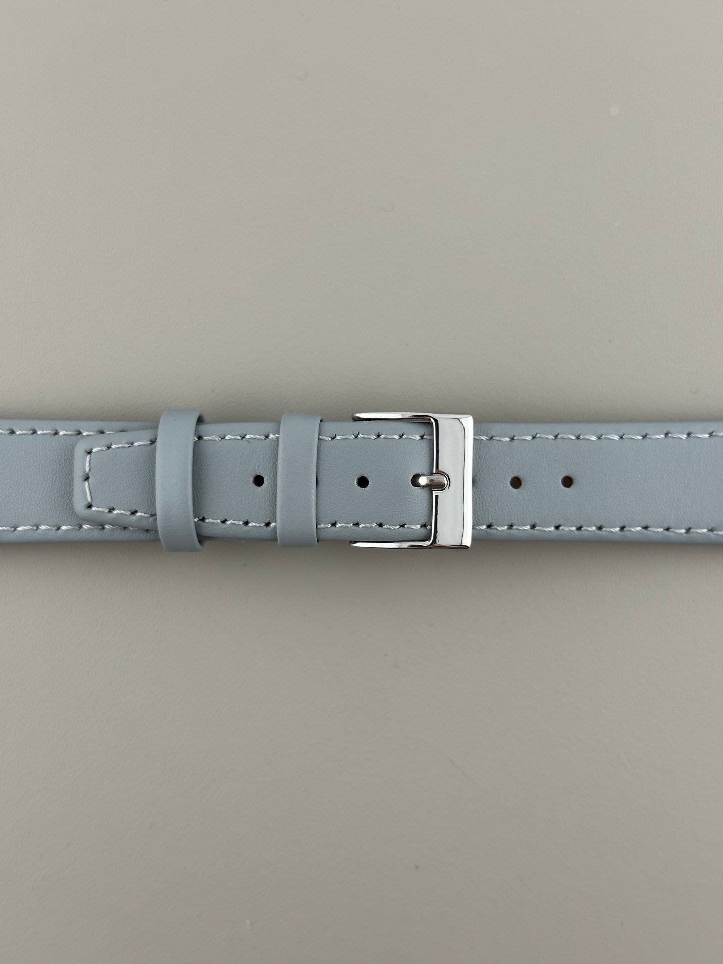 18mm Light Grey Leather Watch Strap - Smooth Classic Stitched Semi Shine